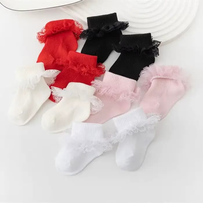 Chaussettes pour bébé fille 0-12 mois 5 paires - Dentelle Princesse Printemps Automne pour tout-petits
