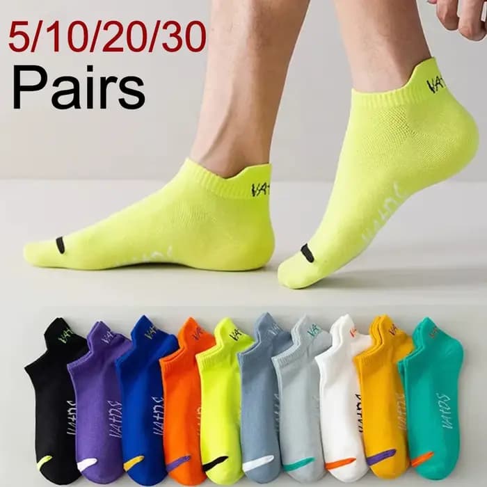 5/10/20/30 paires hommes cheville chaussettes à la mode lettre sport Style anti-odeur absorbant la sueur respirant