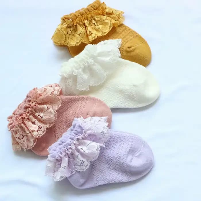 Chaussettes fines en dentelle à volants pour bébé fille et enfant