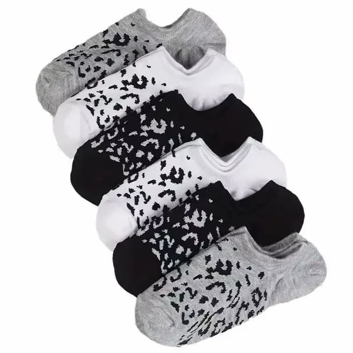 6/12 paires femmes imprimé léopard bateau chaussettes à la mode impression doux confortable absorbant la sueur respirant