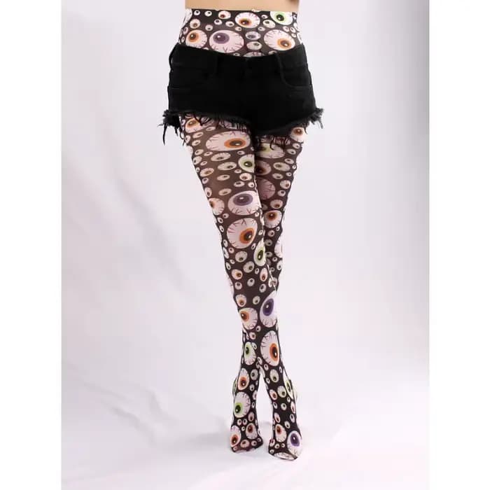 Mauvais yeux serré femmes printemps nouvelles femmes pure Sexy tatouage imprimé collants bas Anti-crochet Medias De Mujer