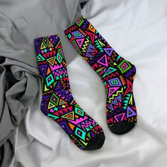 Chaussettes pour hommes à motifs géométriques colorés
