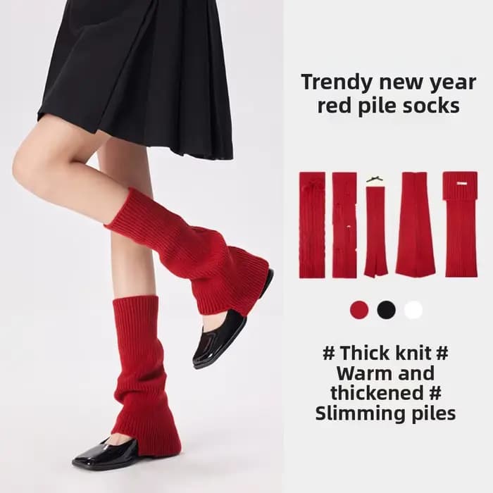 Chaussettes longues en tricot rouge pour le Nouvel An