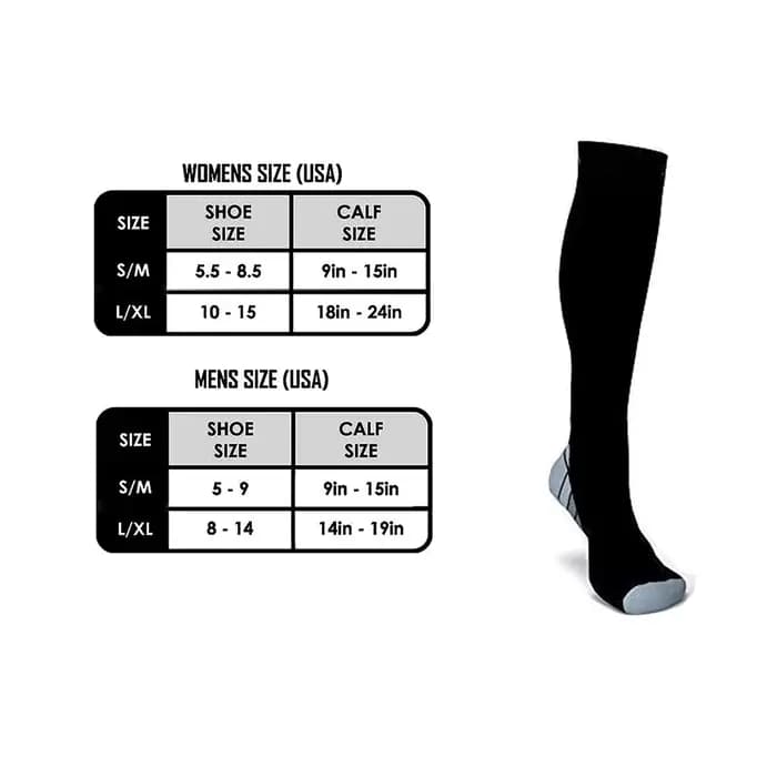 1 paire de chaussettes de compression 20-30 mmHg - Hommes et femmes – Course