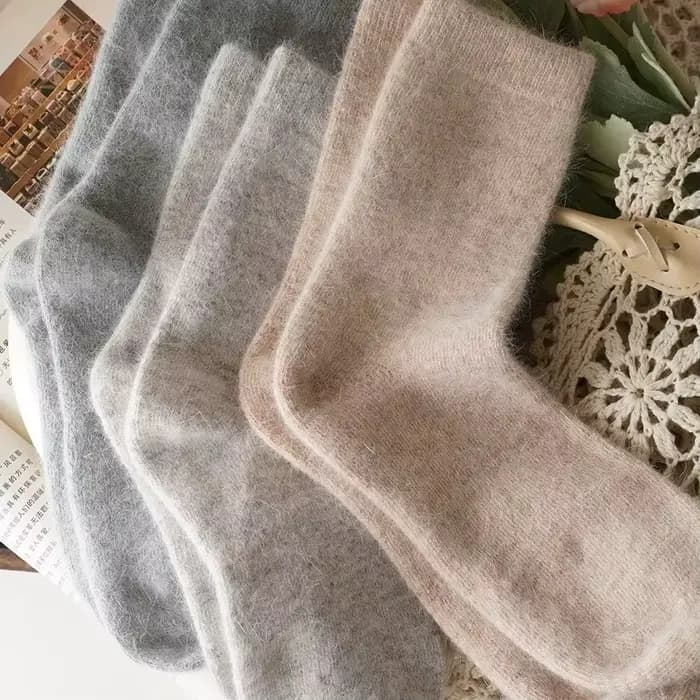 Chaussette loisirs cheville équipage floue automne hiver fourrure de lapin femmes mi-mollet épaissi chaud doux laine chaussettes 8W96