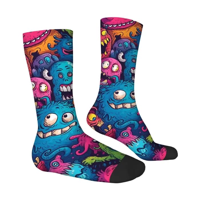 Chaussettes pour hommes à thème monstre style graffiti