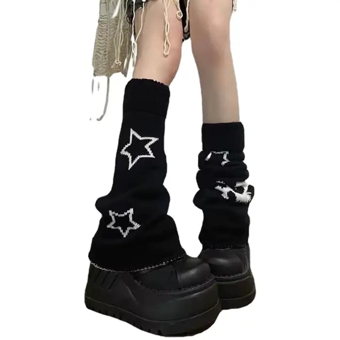Punk femmes jambe chaussettes gothique crâne étoile Halloween accessoires jambières