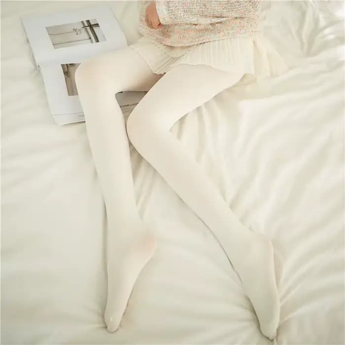 Collants en velours blanc lait pour filles, chaussettes de danse Lolita fines et mignonnes pour dames, printemps, automne