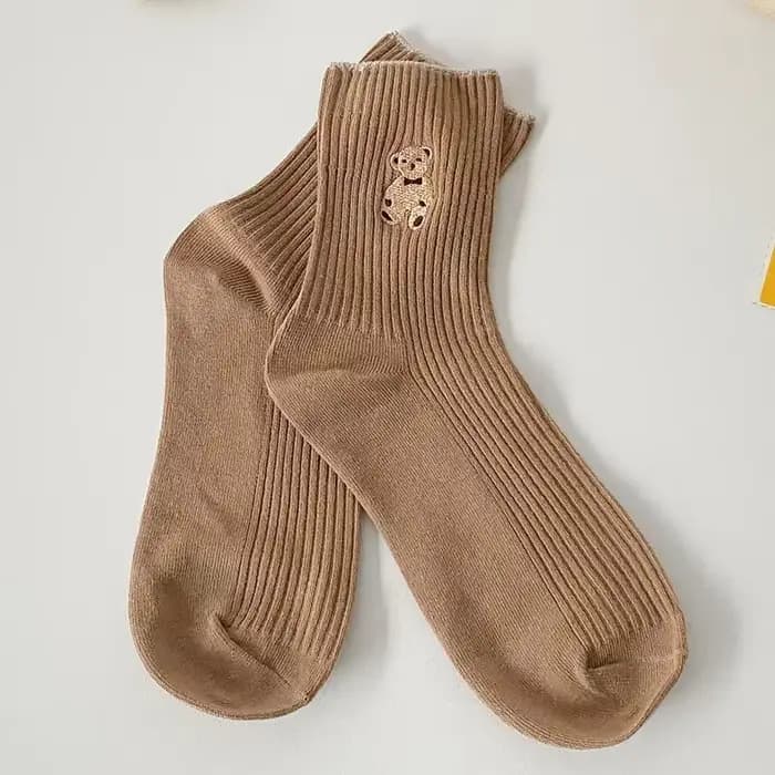 3/5/6 paires de chaussettes en coton doux à motif d'ours de dessin animé