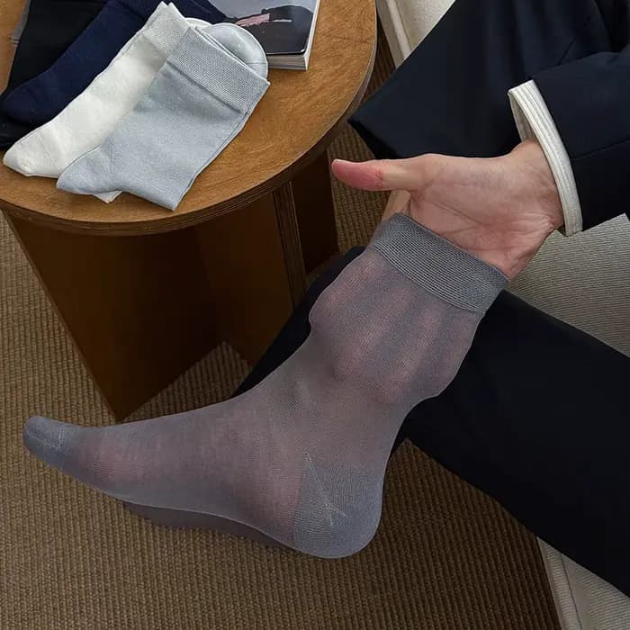 Chaussettes d'été fines et respirantes en soie de mûrier pour hommes