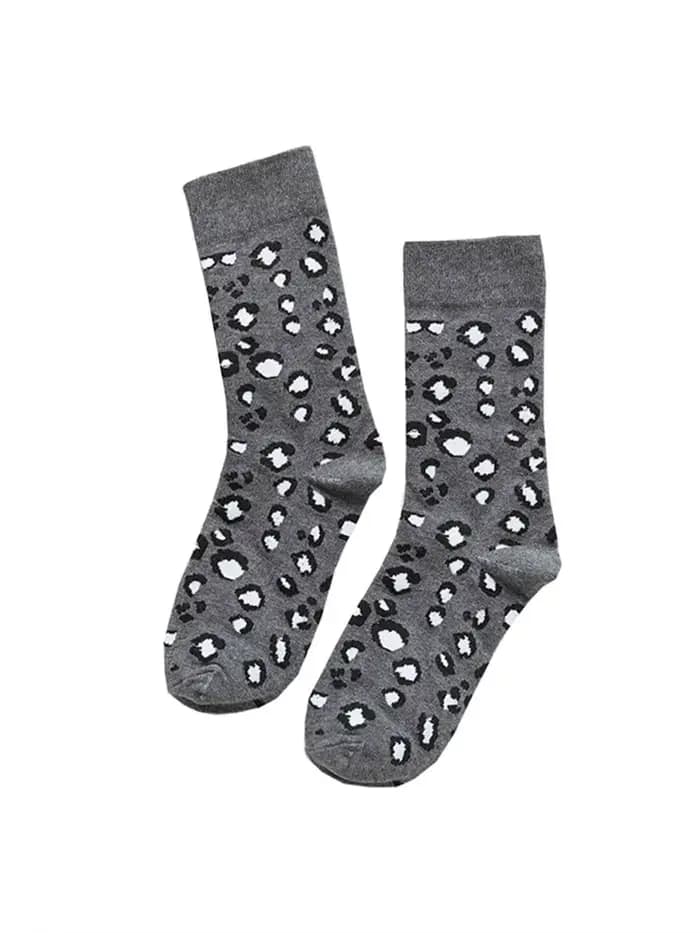 5 paires mode femmes chaussettes imprimé léopard printemps automne haute rue populaire mignon