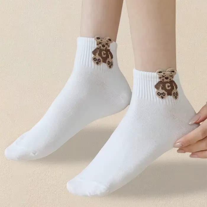 Chaussettes de rinçage à motifs d'ours en peluche de dessin animé pour femmes