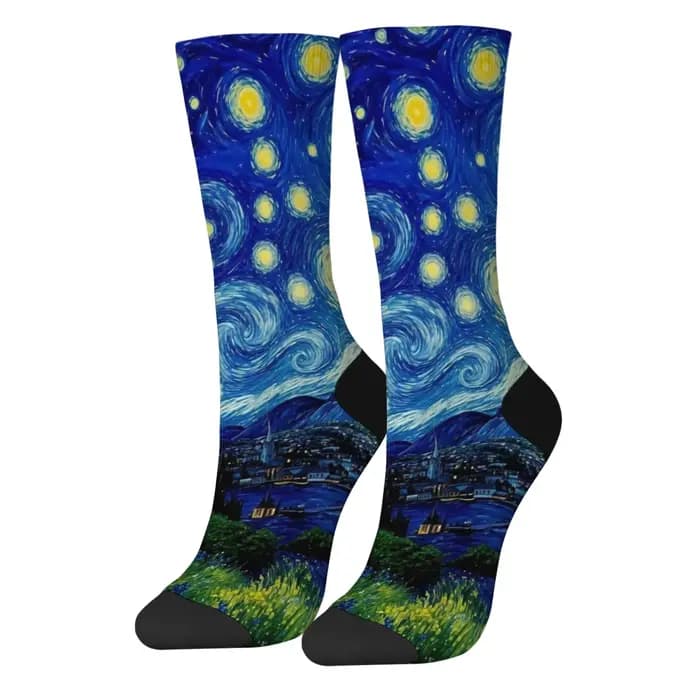 Van Gogh style nuit étoilée chaussettes pour hommes