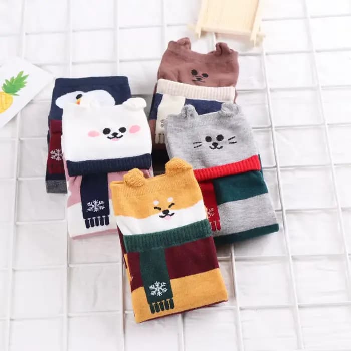 Chaussettes coréennes pour femmes, motif Animal de dessin animé Kawaii, en coton de haute qualité, mignonnes, amusantes, confortables, polyvalentes, pour filles, cadeau, vente en gros