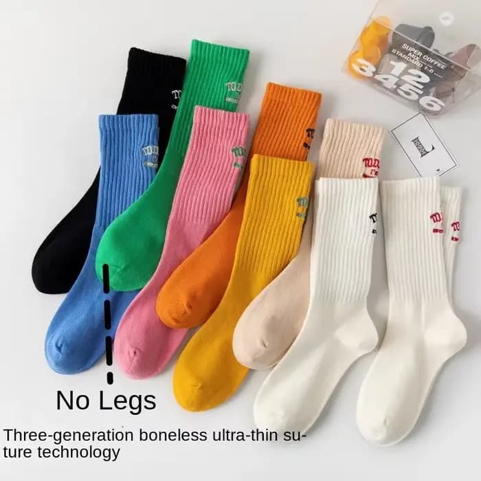 Chaussettes mi-tube en coton avec lettre brodée pour hommes et femmes
