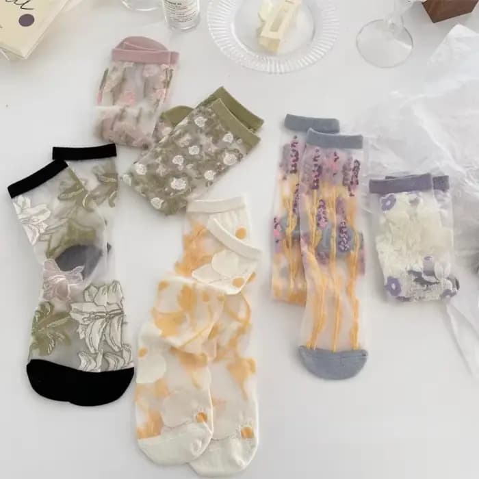 InjSocks-Chaussettes élastiques en cristal transparent pour femmes