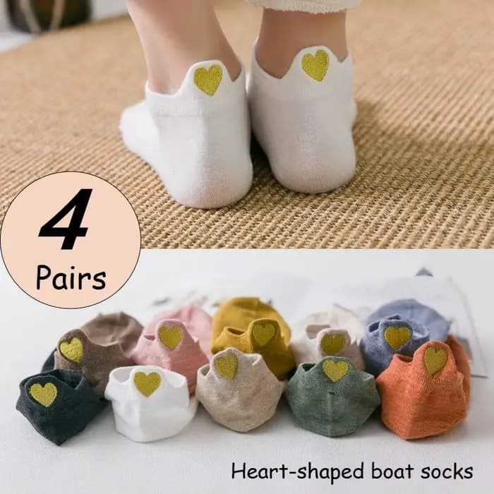 4 paires Lot mode chaussettes femmes 2026 nouveau printemps coton couleur nouveauté filles mignon coeur broderie