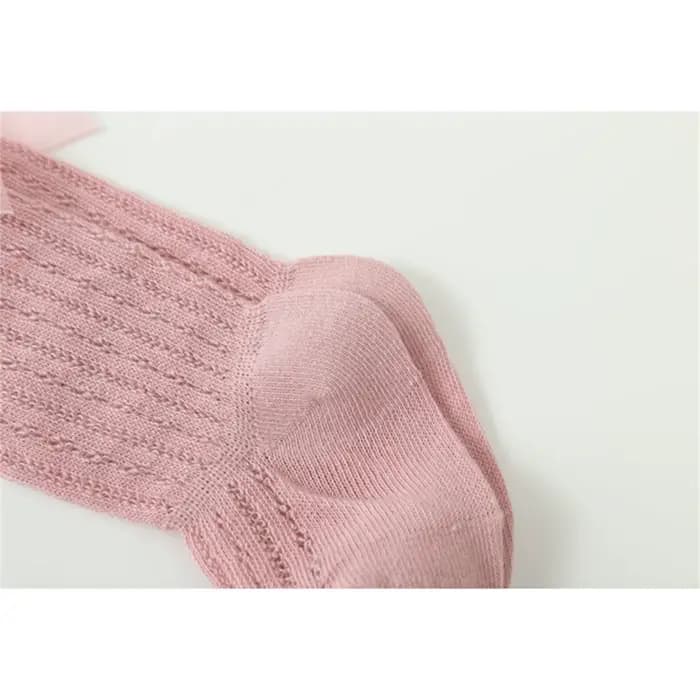 Bas longs pour bébés filles de 0 à 24 mois, chaussettes princesse de couleur unie, mignonnes avec nœud papillon, respirantes, à bouche ample, au-dessus du genou