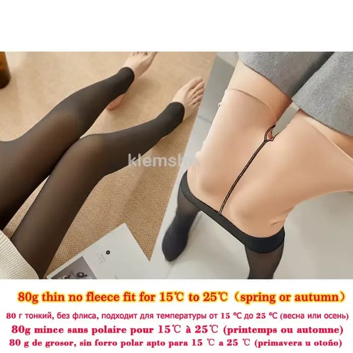 Sous-vêtement thermique femme Transparent polaire Thermo collants chauds faux