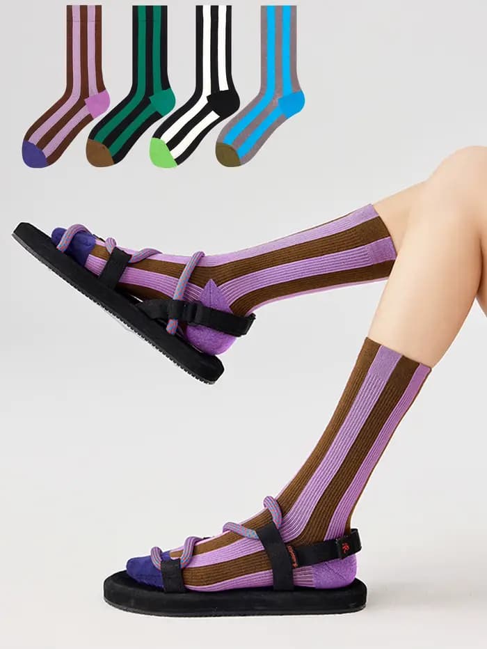 4 paires de chaussettes mi-mollet à rayures verticales