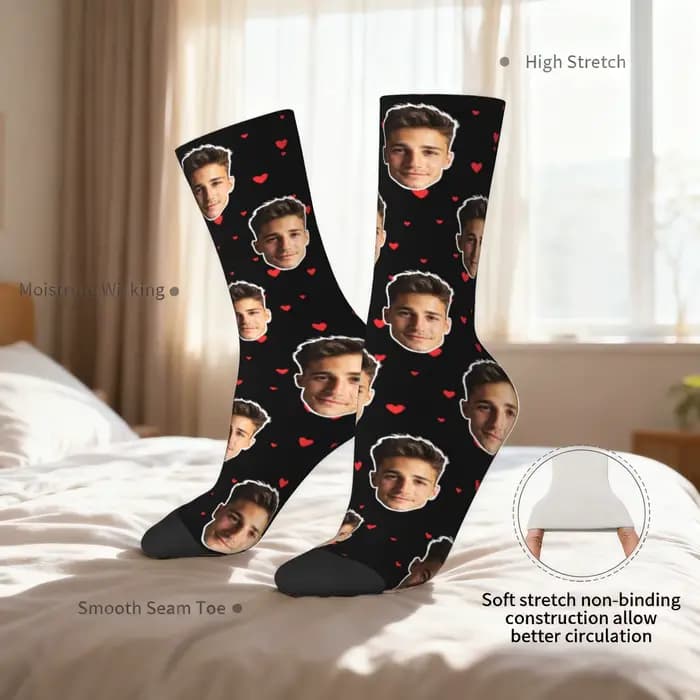 Chaussettes personnalisées en forme de visage Chaussettes personnalisées unisexes Chaussettes photo personnalisées Chaussettes photo Chaussettes personnalisées comme cadeaux