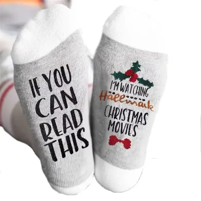 Chaussettes du nouvel an si vous pouvez lire ce que je regarder des films de noël
