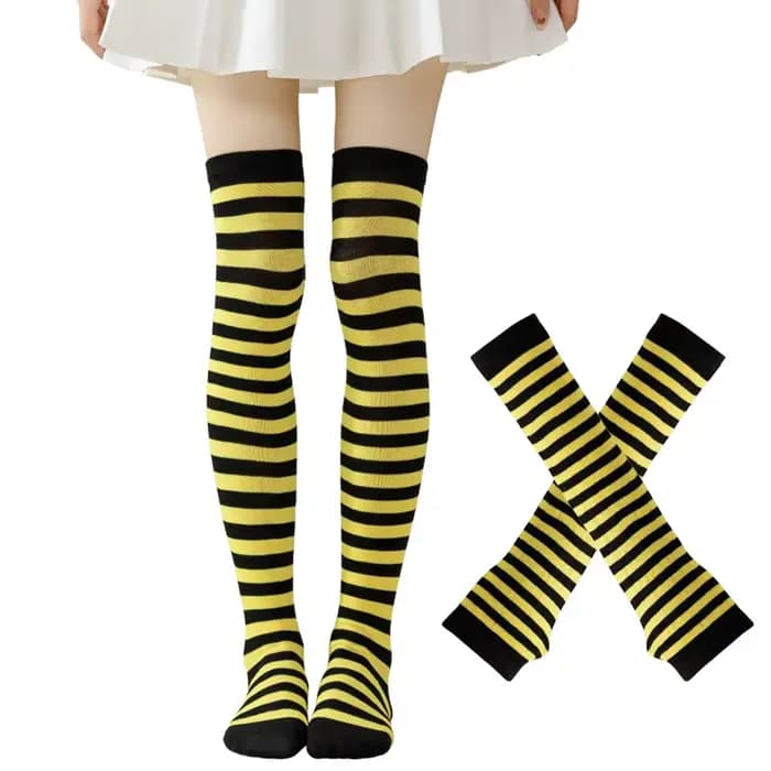 Chaussette loisirs cheville équipage floue rayé dame cuisse haute Halloween noël carnaval fête Performance danse genou 8W124