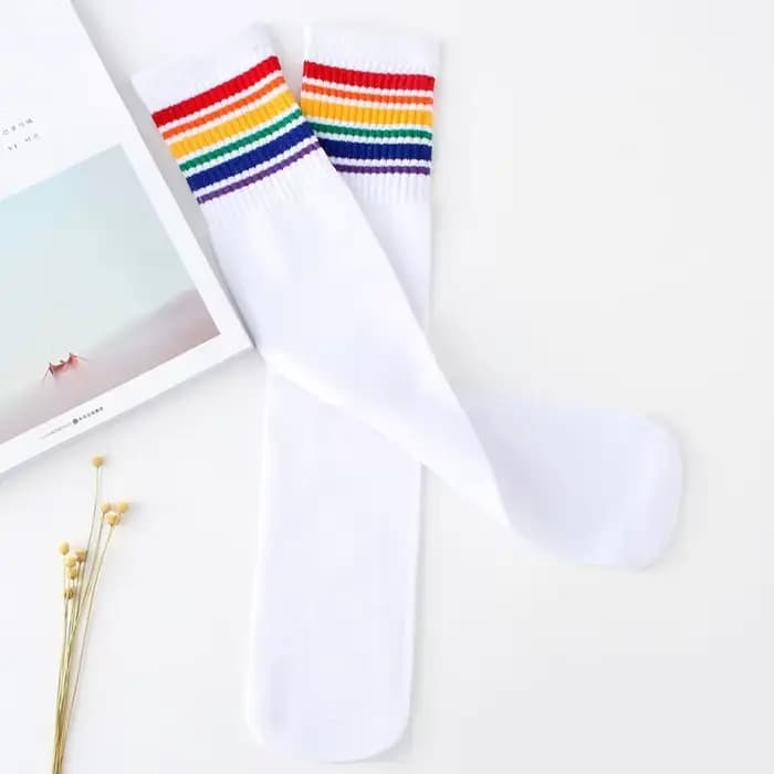Chaussettes hautes en coton pour enfants, longues jambes, rayures, colorées, sport, football, école, skate, tube, chaud, garçons, filles, enfants