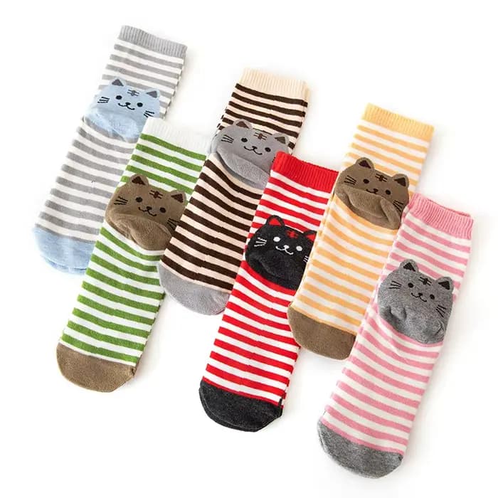 Chaussettes mi-mollet à imprimé animal pour femmes, chaussettes en coton, chaton rayé, chaud, confortable, décontracté, mignon, Kawaii, cadeau pour filles, automne, hiver