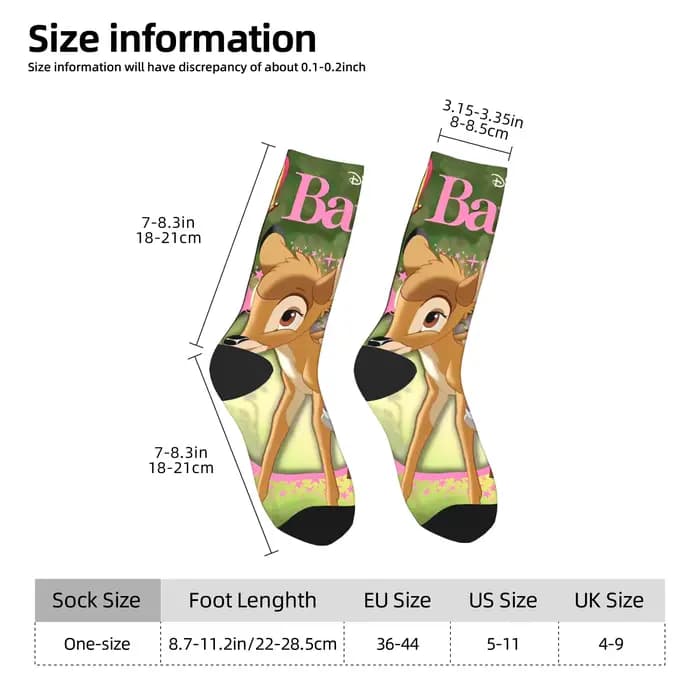 Bambi chaussettes de dessin animé nouveauté bas automne antibactérien femmes hommes