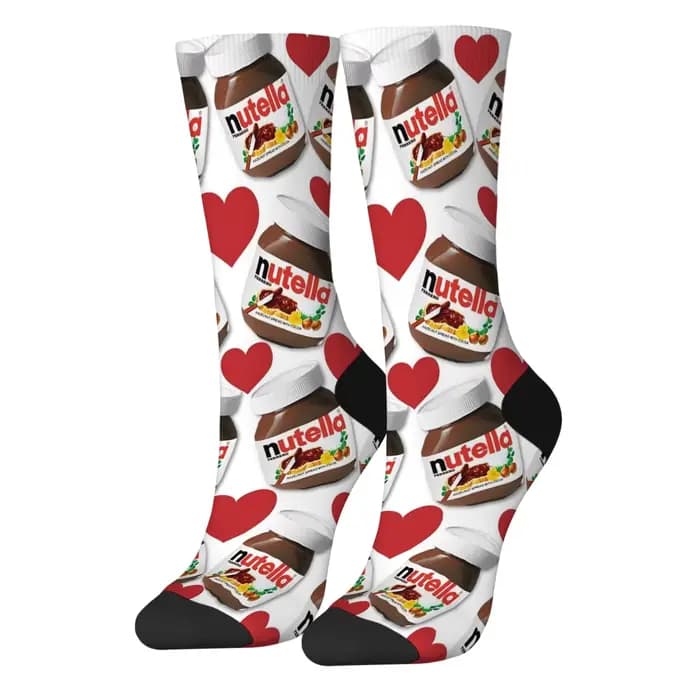 Nutella chocolat confiture heureux hommes chaussettes conception folle Harajuku nouveauté drôle tendance