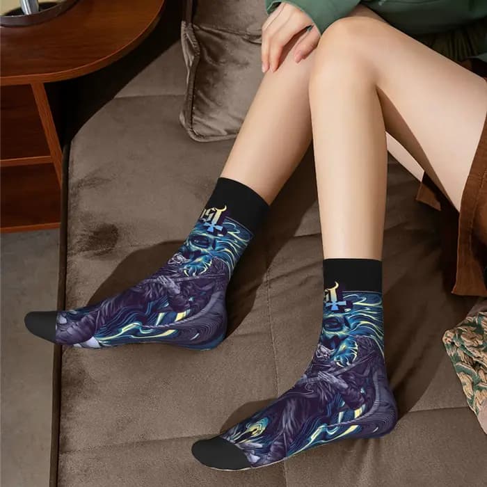 Custom G-Ghosts Heavy Metal Band Rock Dress Socks for Men Women Warm Fashion Punk Crew