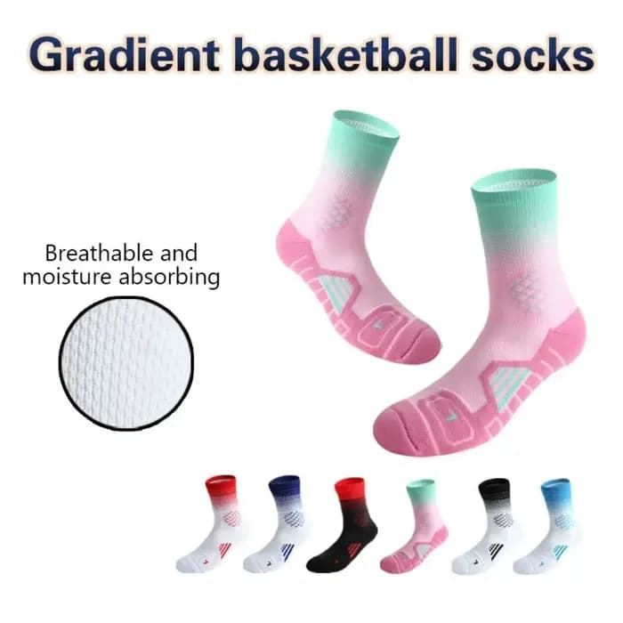 Chaussettes de Sport antidérapantes à séchage rapide, à la mode, pour basket-ball, Football, dégradé de couleur, bas de serviette, bas moyens pour hommes/femmes