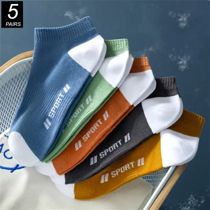 5 paires/pack «Sports» chaussettes d'été pour hommes lettres