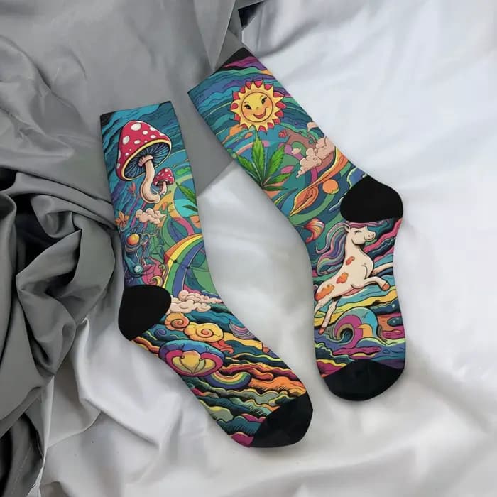Harajuku rétro bohème fantaisie imprimé chaussettes pour hommes confortable respirant