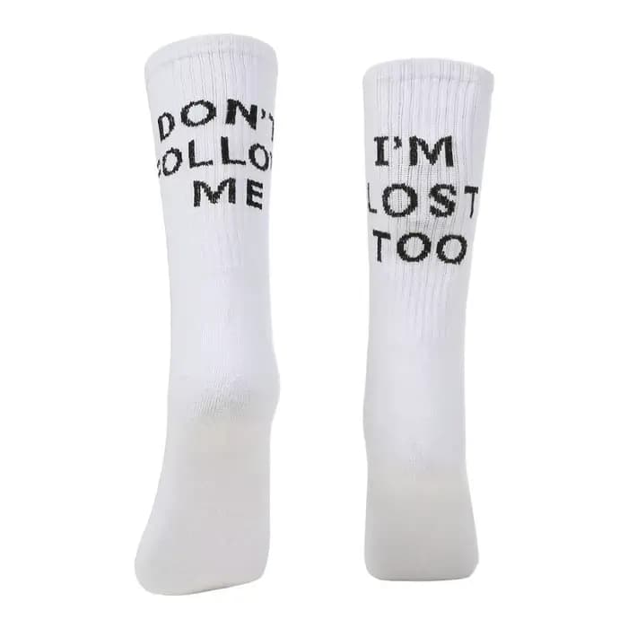 Livraison directe hommes chaussettes drôles Harajuku Humor mot imprimé
