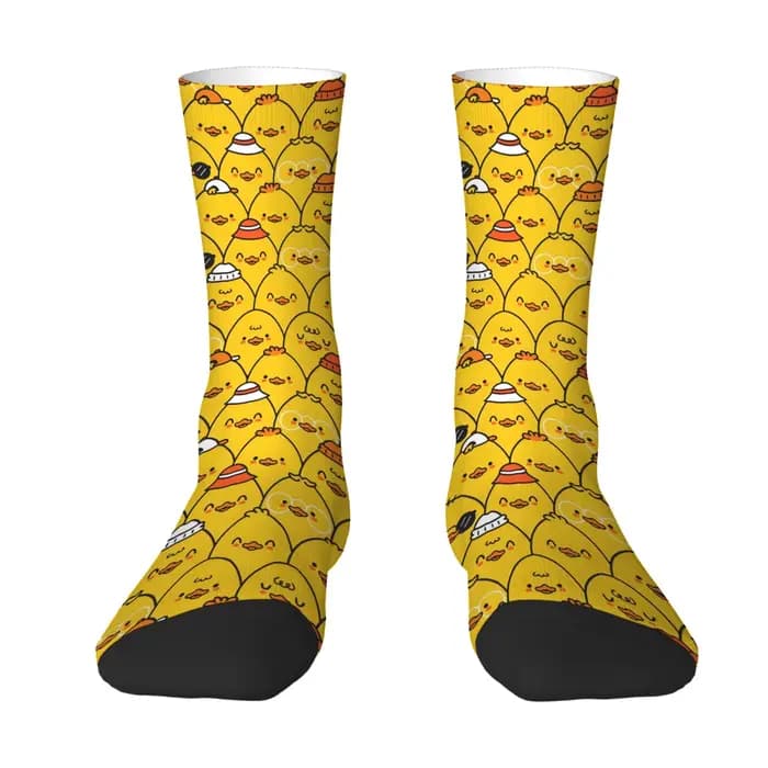 Dessin animé heureux mignon poussin chaussettes nouveauté drôle hommes