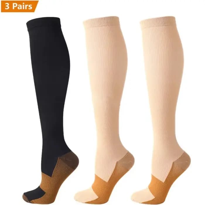 3 paires de chaussettes de Compression en cuivre pour femmes et hommes