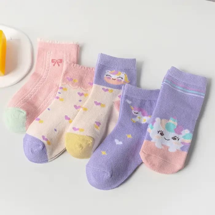 5 paires de chaussettes pour enfants avec motifs de licorne mignons de dessin animé pour filles et bébés