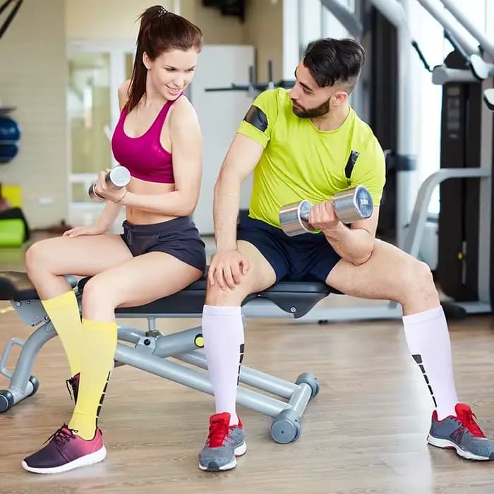 Chaussettes de Compression pour varices, chaussettes de football à Tube Long unisexe pour Sports de plein air, bas d'allaitement pour hommes et femmes, cuisses de Golf