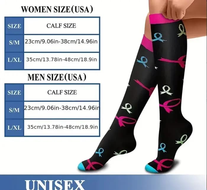 Genou haute Compression chaussettes pour hommes femmes course infirmière