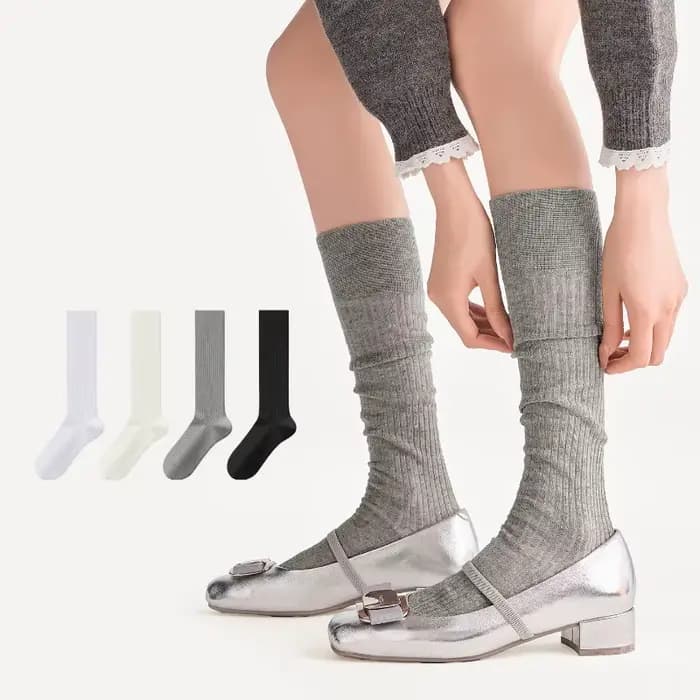 Kave 2026 Nouvelles chaussettes fines blanches mi-mollet pour femme