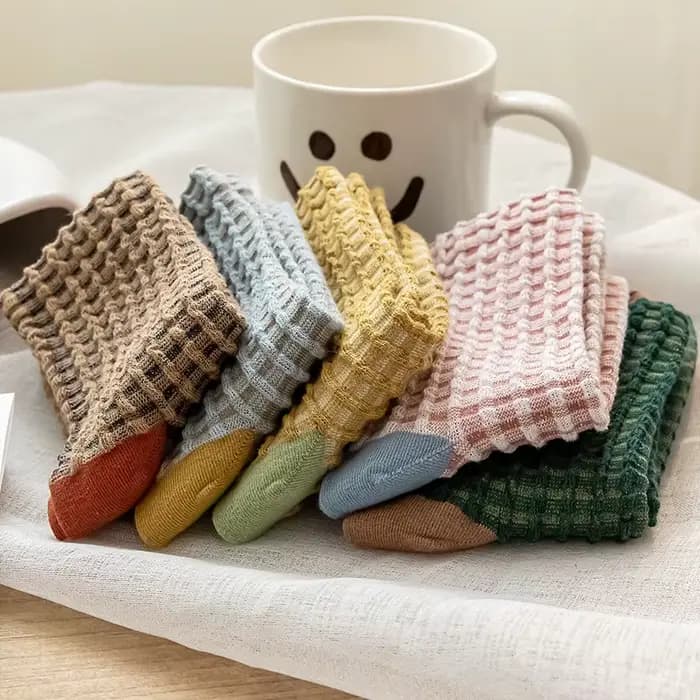 1/5 paires de chaussettes à carreaux pour femmes