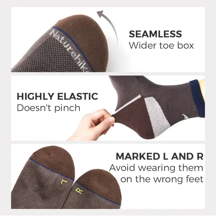 Naturehike Chaussettes de randonnée mi-mollet pour hommes et femmes