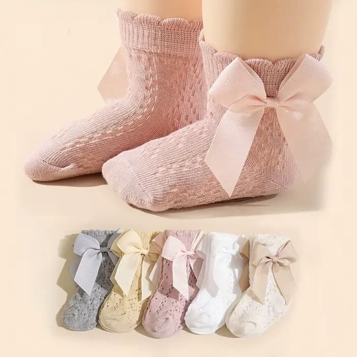 1/5 paires de chaussettes pour bébé, Love Bow, chaussettes en dentelle mignonnes, chaudes, pour l'intérieur et l'extérieur, peuvent être portées