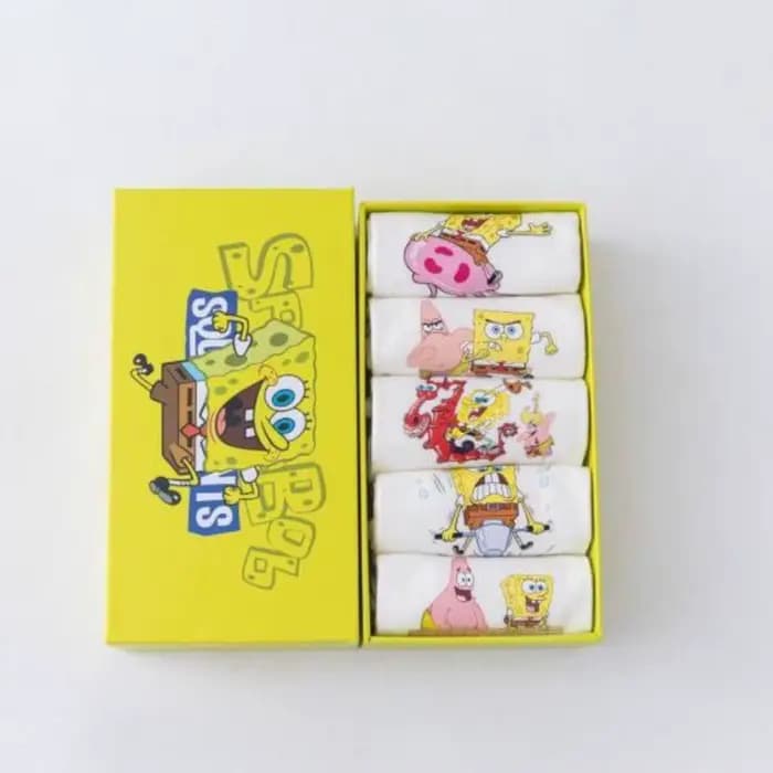 Chaussettes en coton à motif de dessin animé Bob l'éponge - Chaussettes courtes respirantes et anti-humidité pour le printemps et l'automne - Cadeau unisexe pour enfants