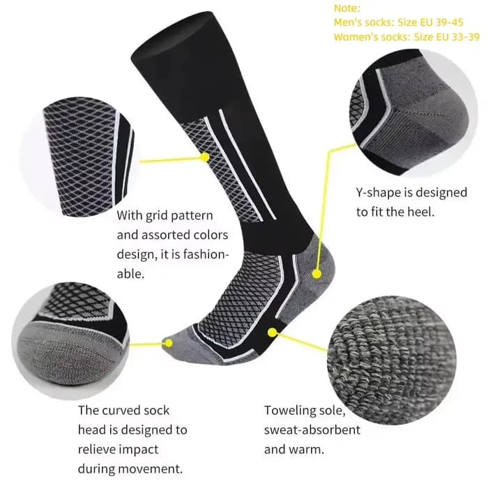 DIZETION 1 paire hiver chaud épaississement bas de Ski chaussettes de randonnée pour femmes hommes enfants en plein air Anti-froid haut bas de sport