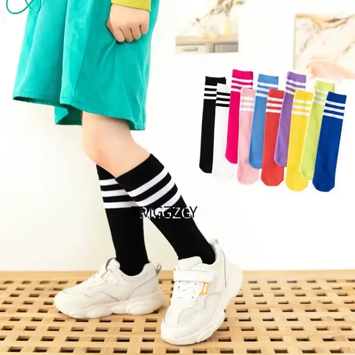 Chaussettes d'automne pour enfants, bas à tube central, couleur bonbon, bas de football classiques de style collégial, tube mi-haut
