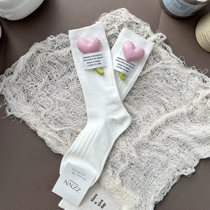 Chaussettes coréennes 3D Love Kawaii pour femmes, en coton de haute qualité, mignonnes, douces, Style académique JK, chaussettes polyvalentes et confortables pour filles