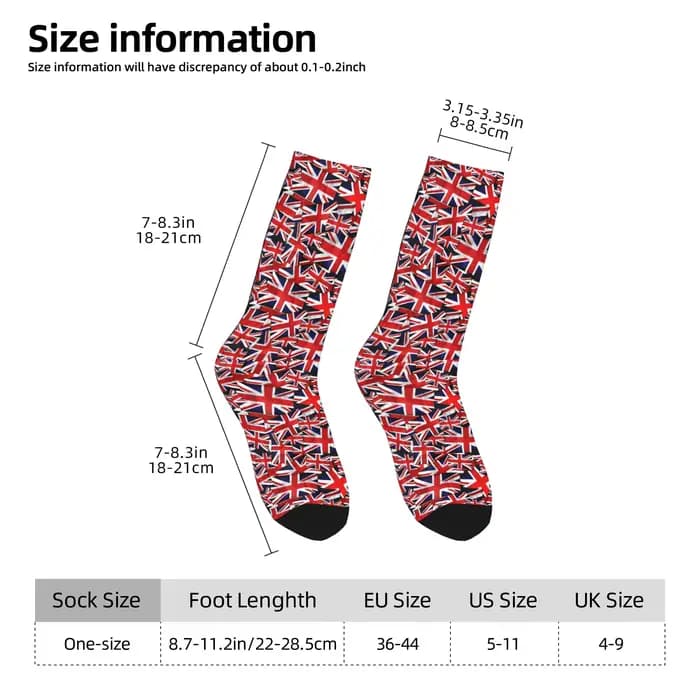 Nouveauté personnalisée impression Union Jack drapeau du royaume-uni chaussettes pour hommes femmes extensible été